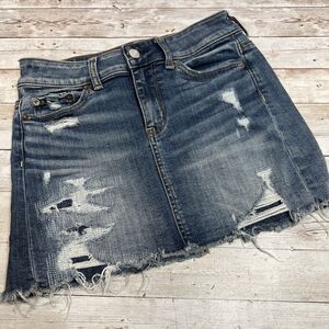 American Eagle ne(x)t level stretch Distressed Denim Mini Skirt Size 00